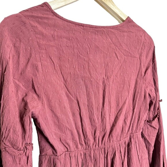 Roxy Rust Pin Dot‎ Beachcomber V-Neck Dress - Juniors Bell Sleeves Size XSmall - Picture 16 of 16